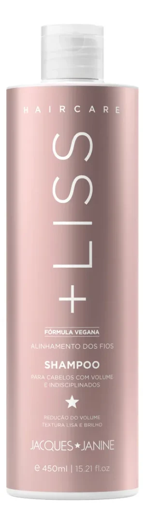 Jacques Janine + Liss Shampoo Sem Sal 450ml Condicionador Leave-in 440ml Reduz Volume Frizz Brilho Textura Lisa