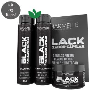 Kit Total Black Matizador para Cabelos Pretos Charmelle Cosméticos
